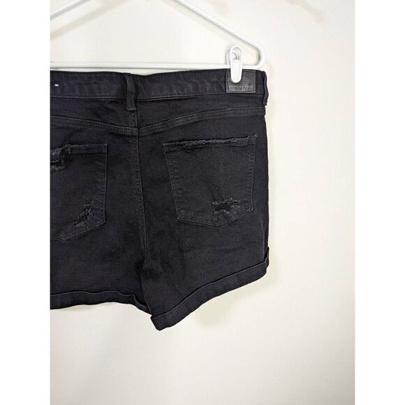 American Eagle Stretch Mom Short Black Destroyed Jean Shorts - Size 16 - Picture 7 of 9